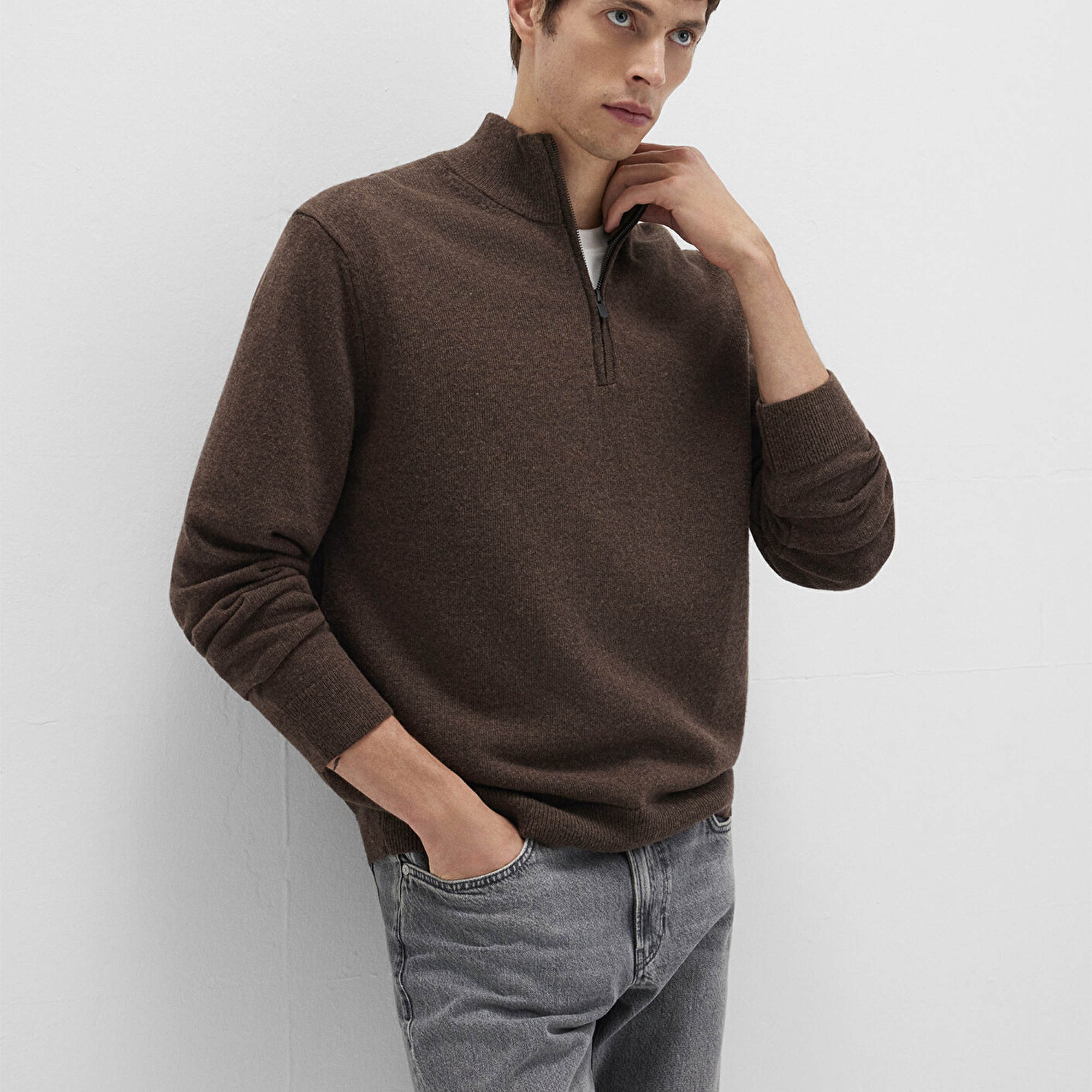 Mavi Yün Karışımlı Kahverengi Kazak Regular Fit / Normal Kesim 0710371-70251