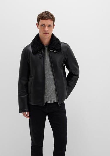  Mavi Siyah Siyah Suni Deri Ceket Regular Fit / Normal Kesim 0110670-71379