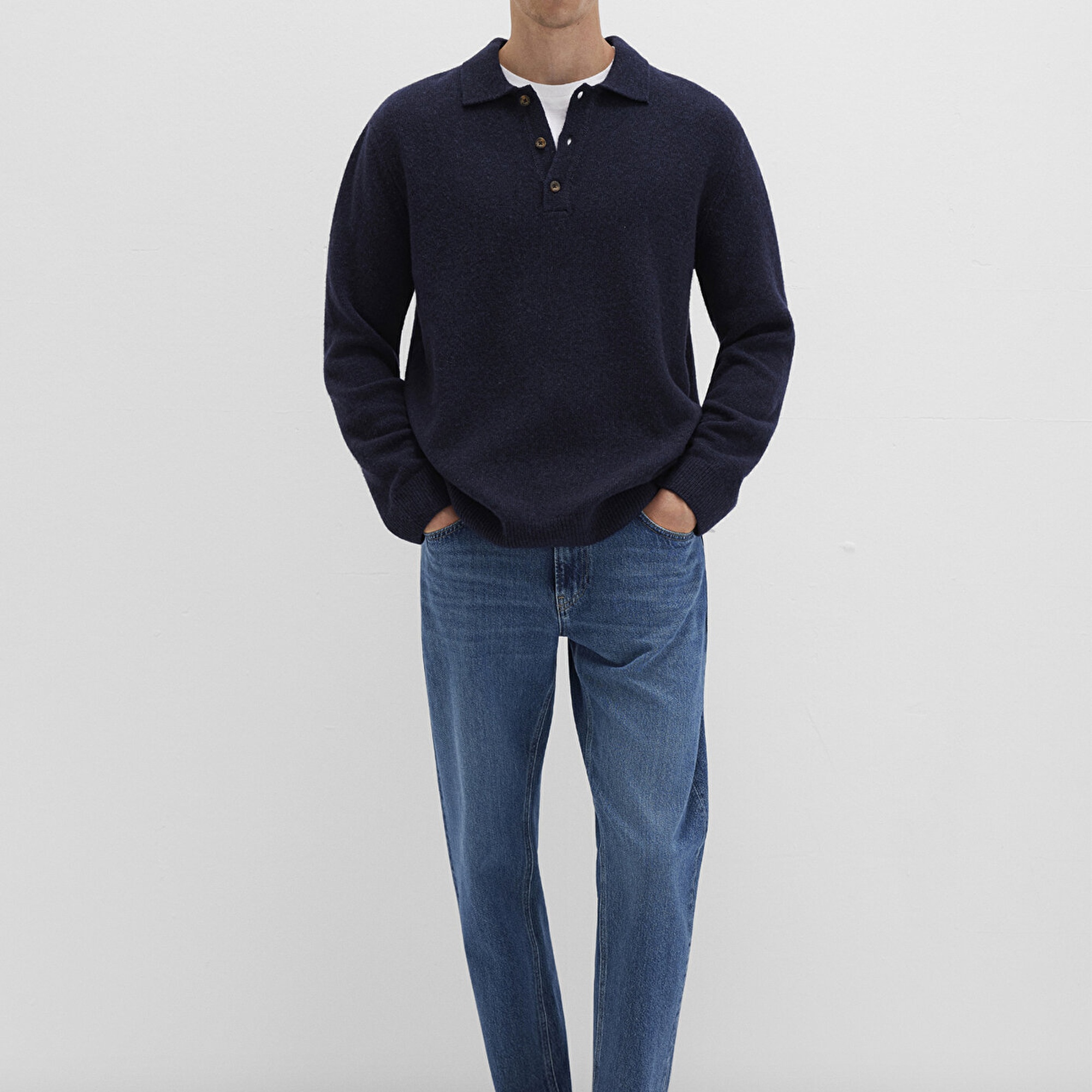 Mavi Yün Karışımlı Lacivert Triko Polo 0710255-70490