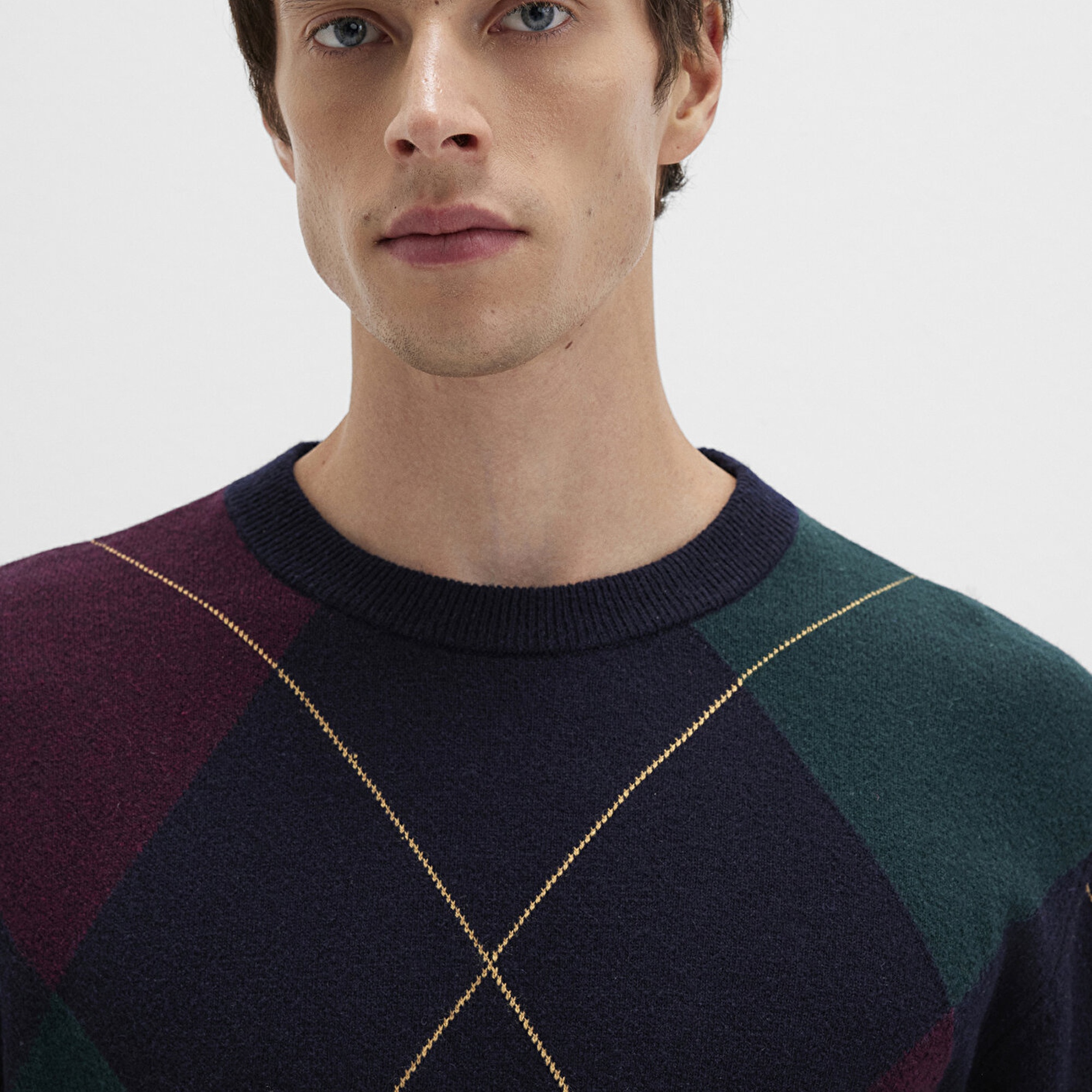 Mavi Yün Karışımlı Baklava Desenli Lacivert Kazak Regular Fit / Normal Kesim 0710334-70497