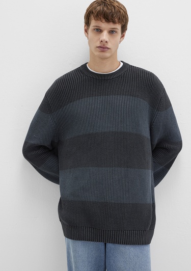  Mavi Blok Renkli Antrasit Kazak Regular Fit / Normal Kesim 0710290-70090