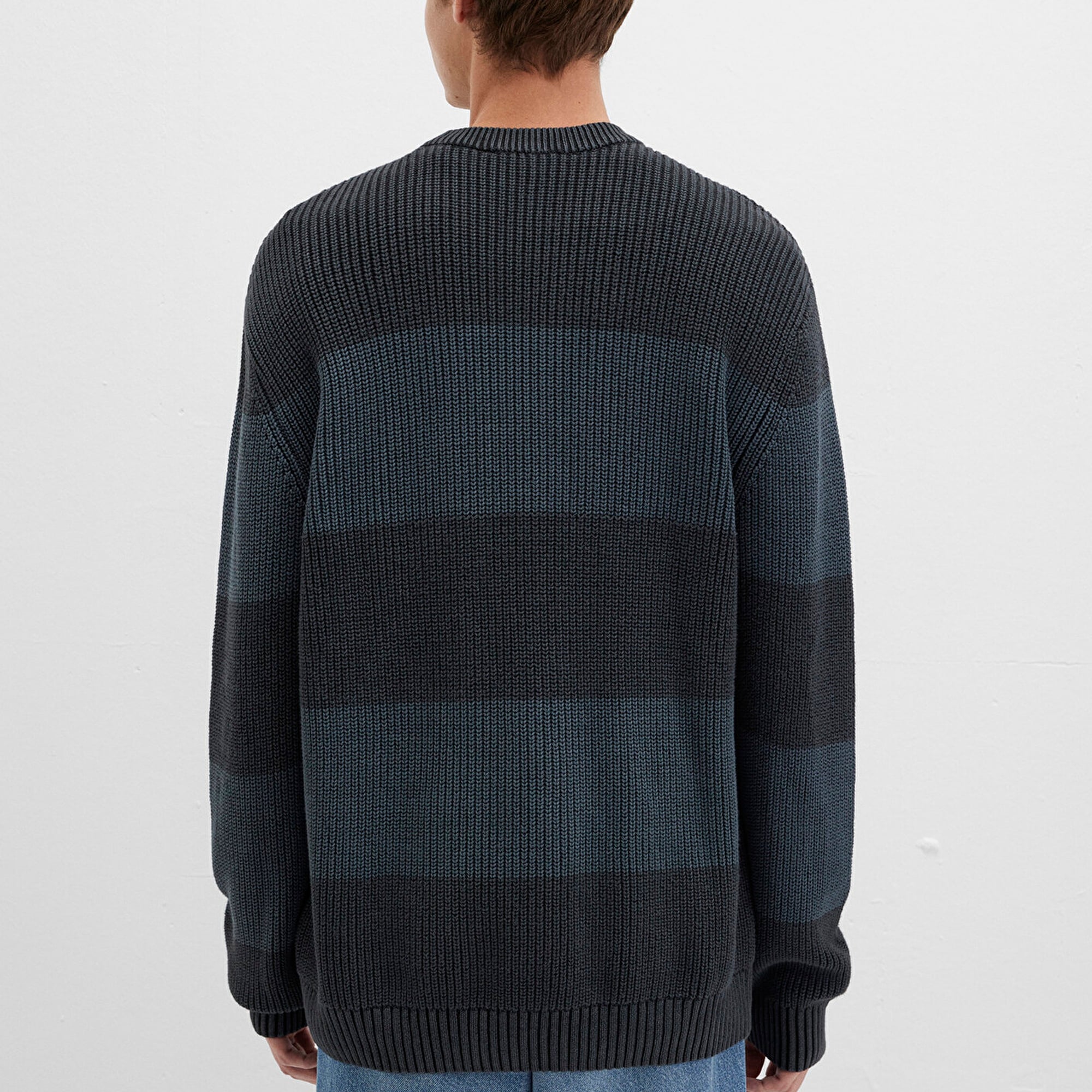 Mavi Blok Renkli Antrasit Kazak Regular Fit / Normal Kesim 0710290-70090