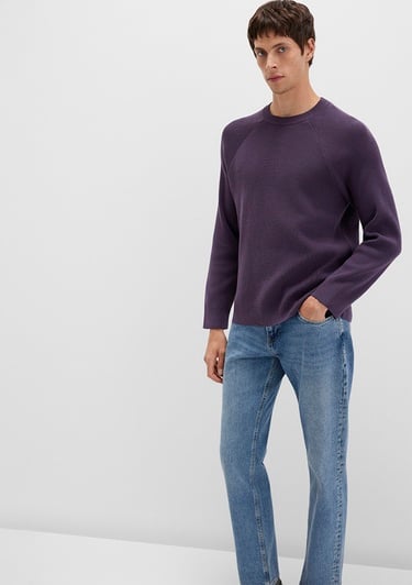  Mavi Bisiklet Yaka Mor Kazak Regular Fit / Normal Kesim 0710307-70688