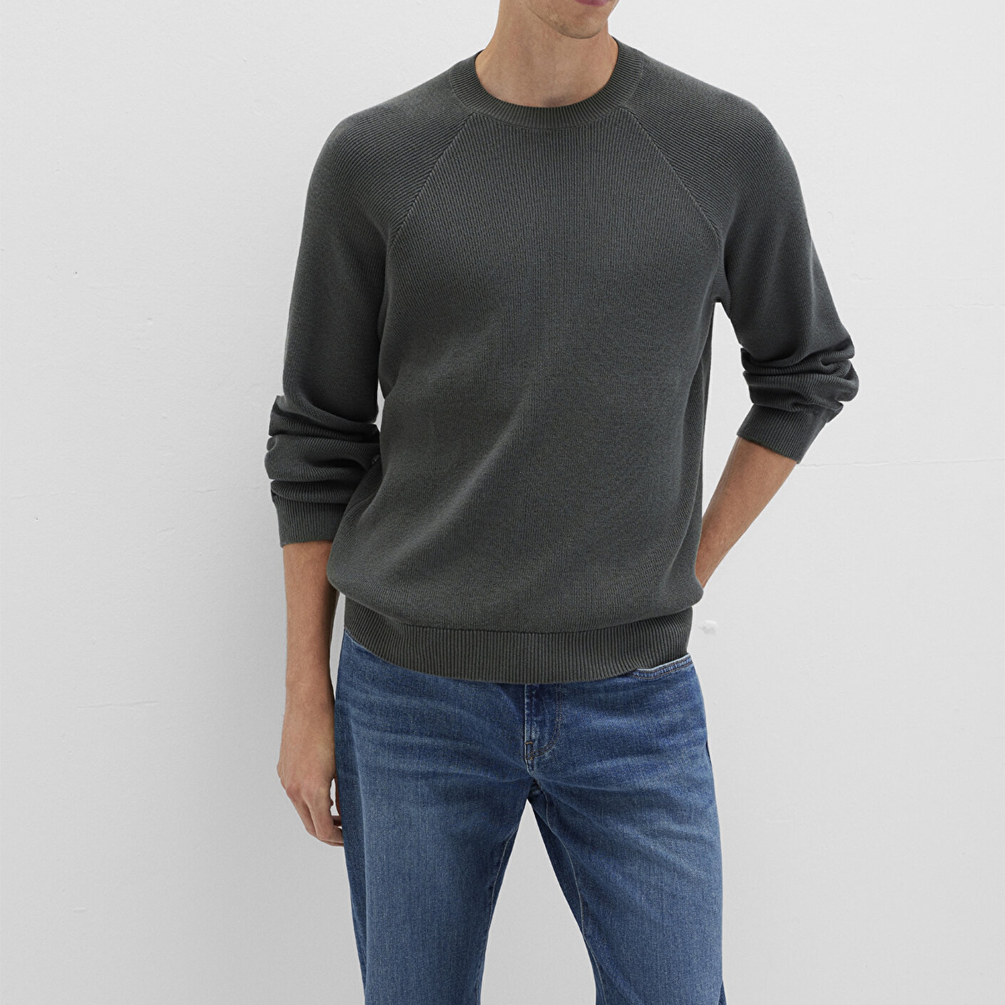 Mavi Bisiklet Yaka Yeşil Kazak Regular Fit / Normal Kesim 0710307-71598