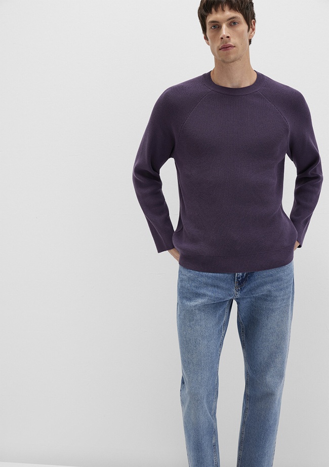  Mavi Bisiklet Yaka Mor Kazak Regular Fit / Normal Kesim 0710307-70688