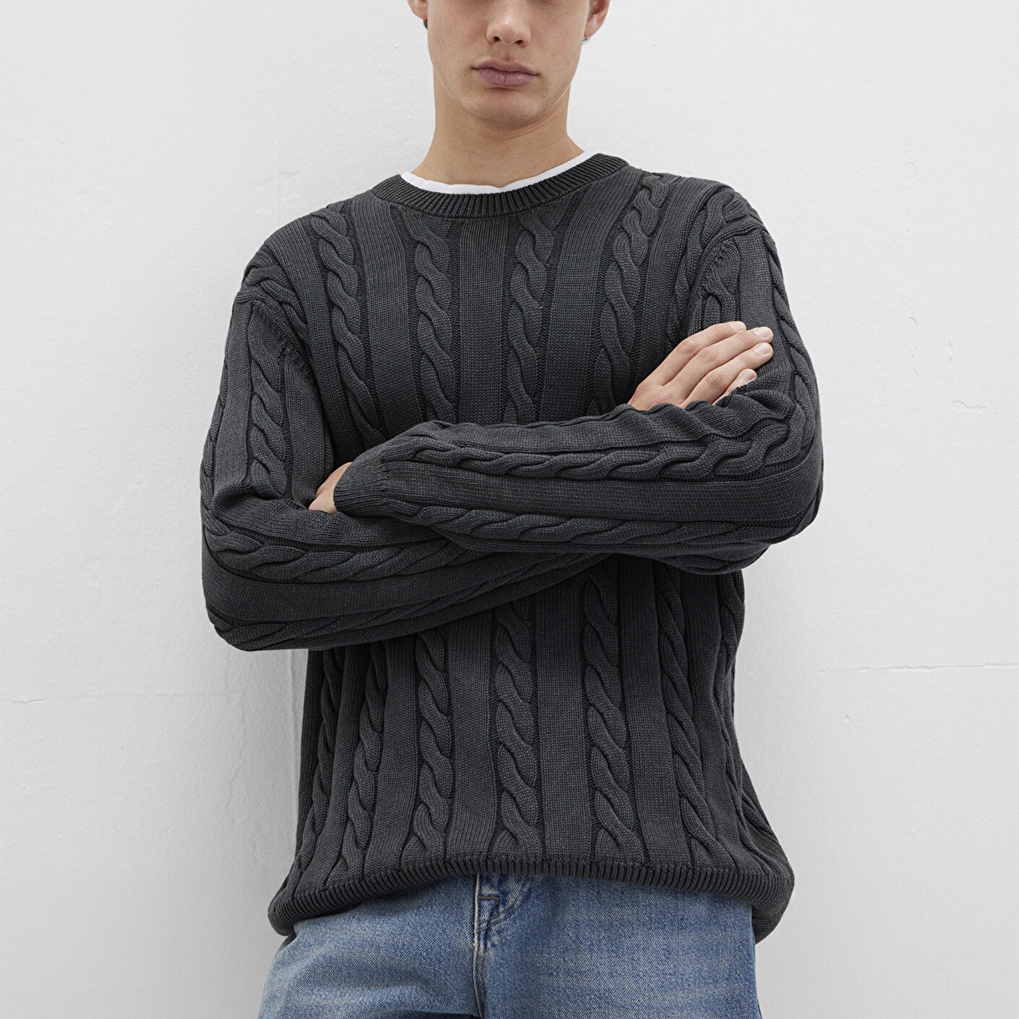 Mavi Antrasit Örgü Kazak Regular Fit / Normal Kesim 0710313-70076