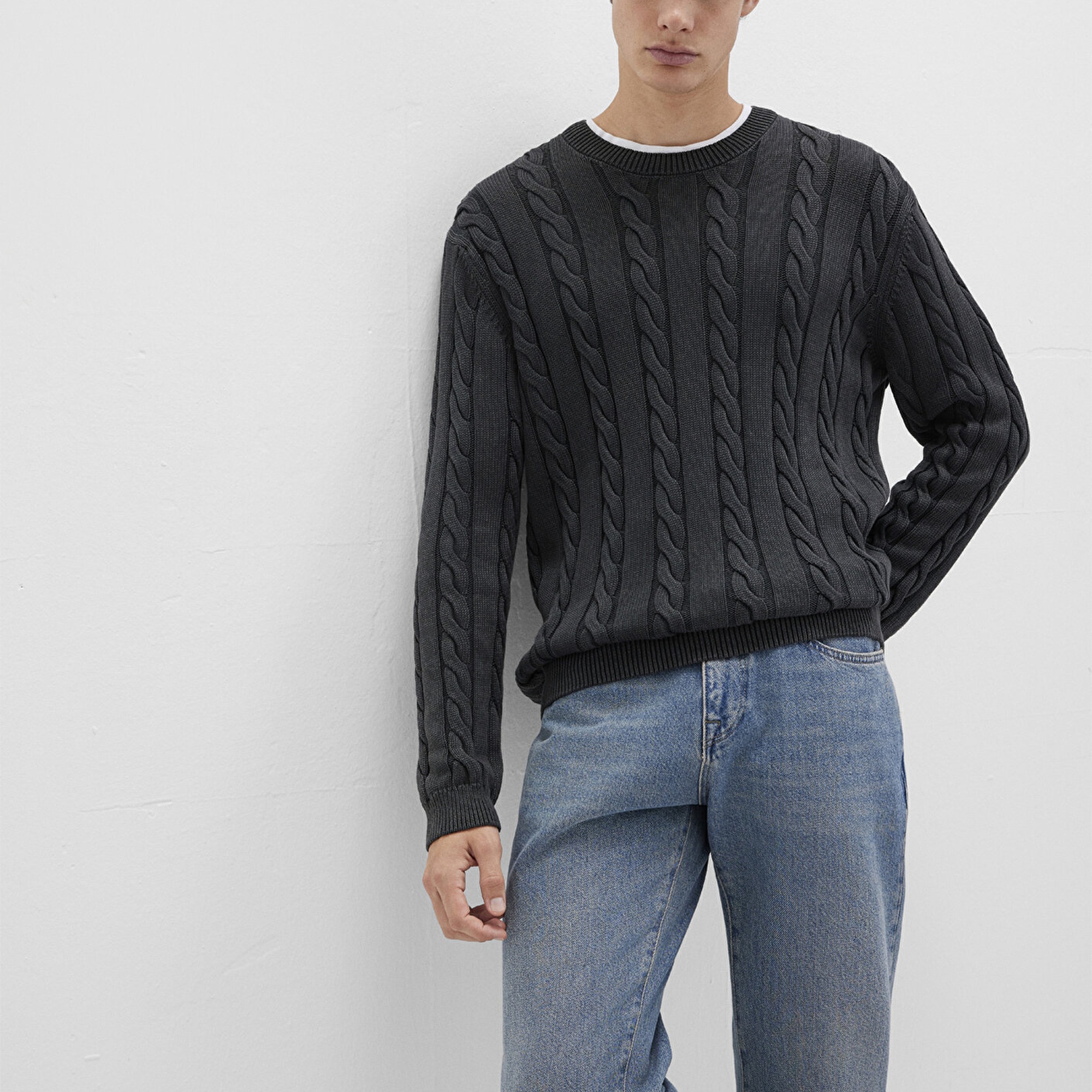 Mavi Antrasit Örgü Kazak Regular Fit / Normal Kesim 0710313-70076