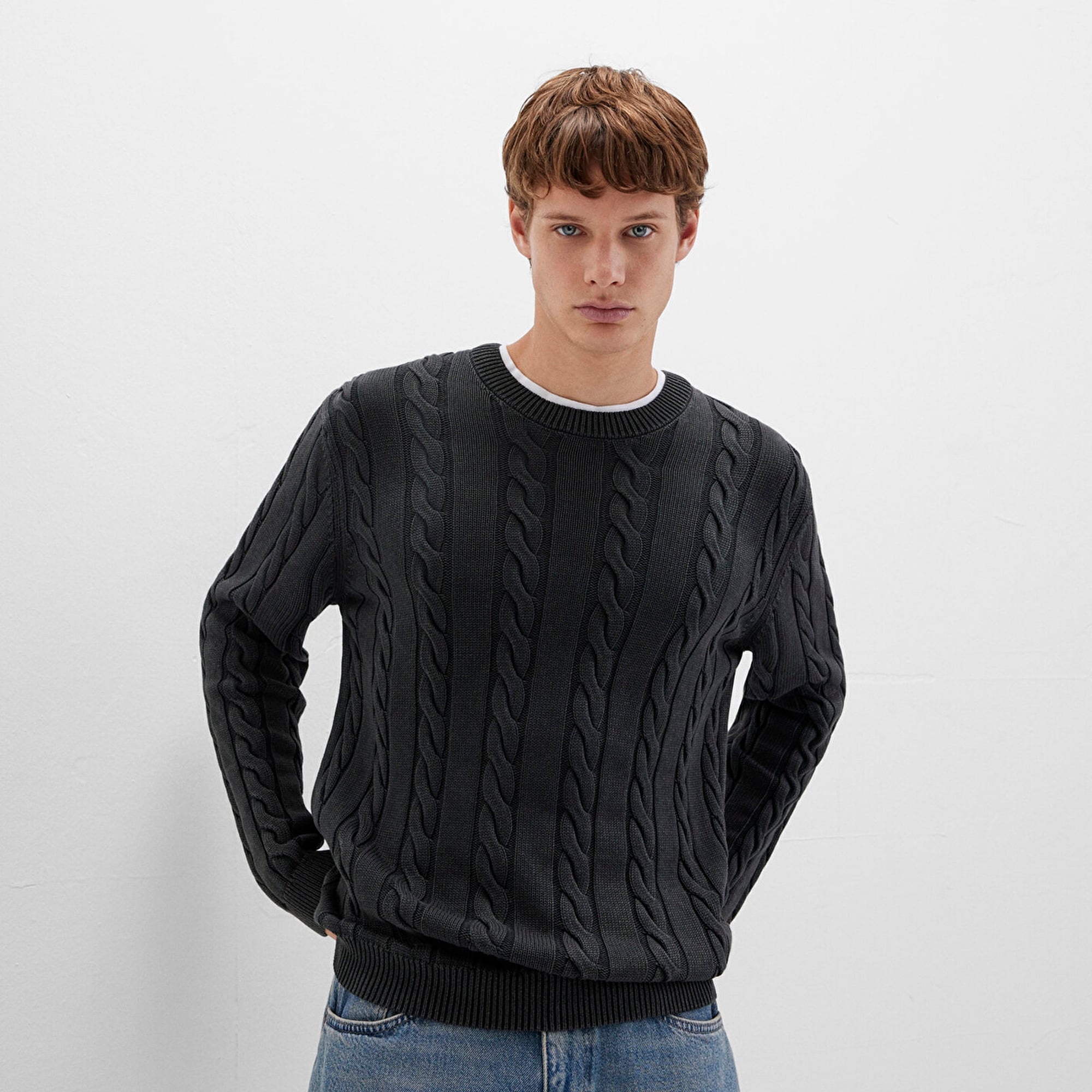 Mavi Antrasit Örgü Kazak Regular Fit / Normal Kesim 0710313-70076