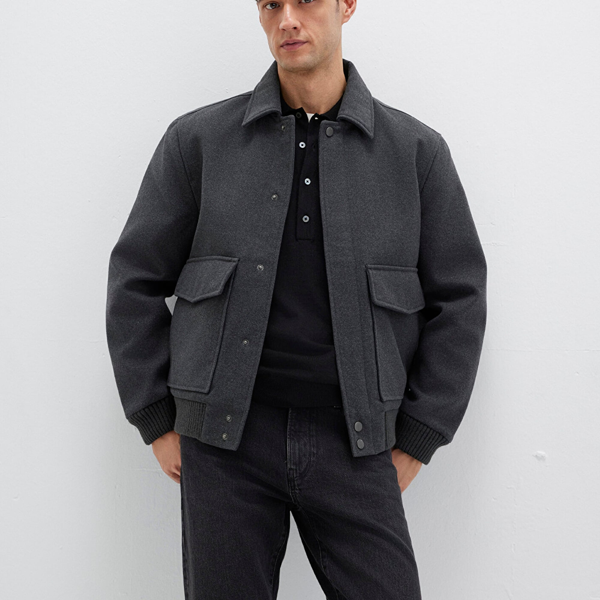 Mavi Yün Karışımlı Antrasit Ceket Regular Fit / Normal Kesim 0110658-80023
