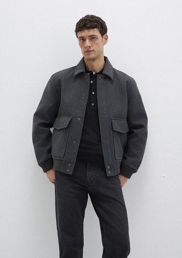  Mavi Yün Karışımlı Antrasit Ceket Regular Fit / Normal Kesim 0110658-80023