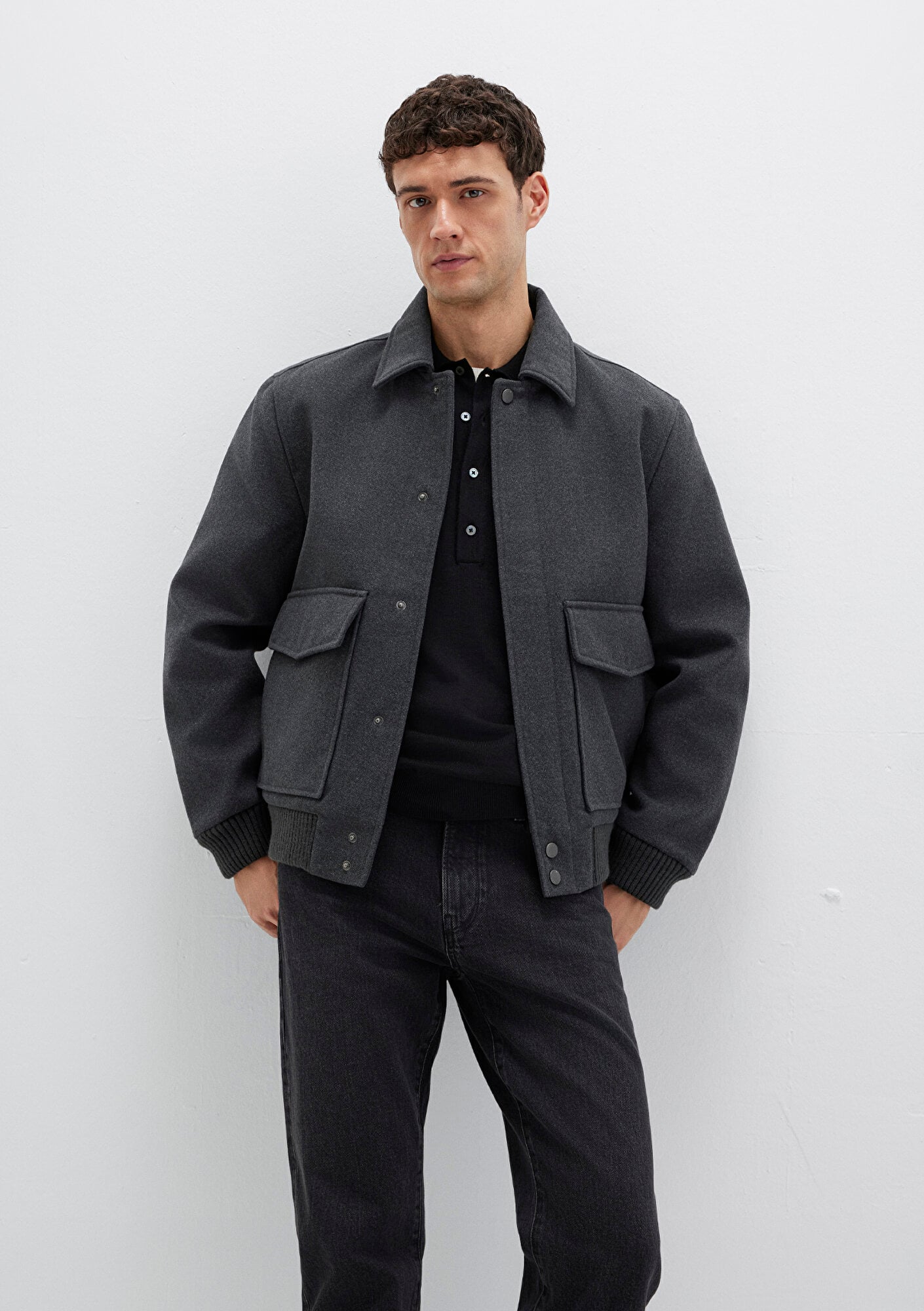  Mavi Yün Karışımlı Antrasit Ceket Regular Fit / Normal Kesim 0110658-80023