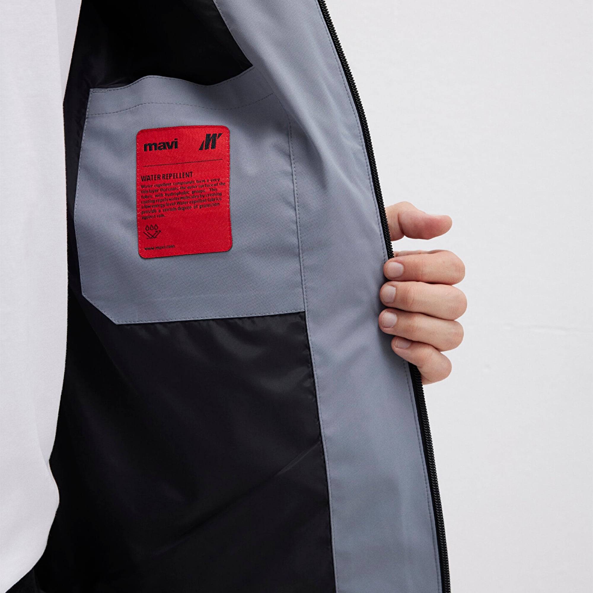 Mavi Kapüşonlu Gri Şişme Mont 0110651-85550