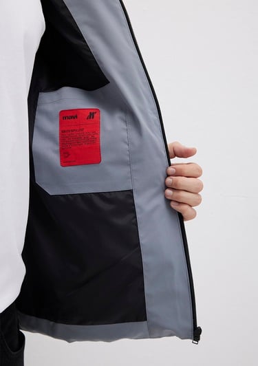  Mavi Kapüşonlu Gri Şişme Mont 0110651-85550