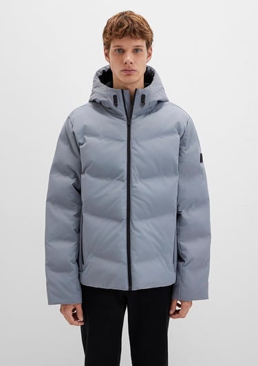  Mavi Kapüşonlu Gri Şişme Mont 0110651-85550