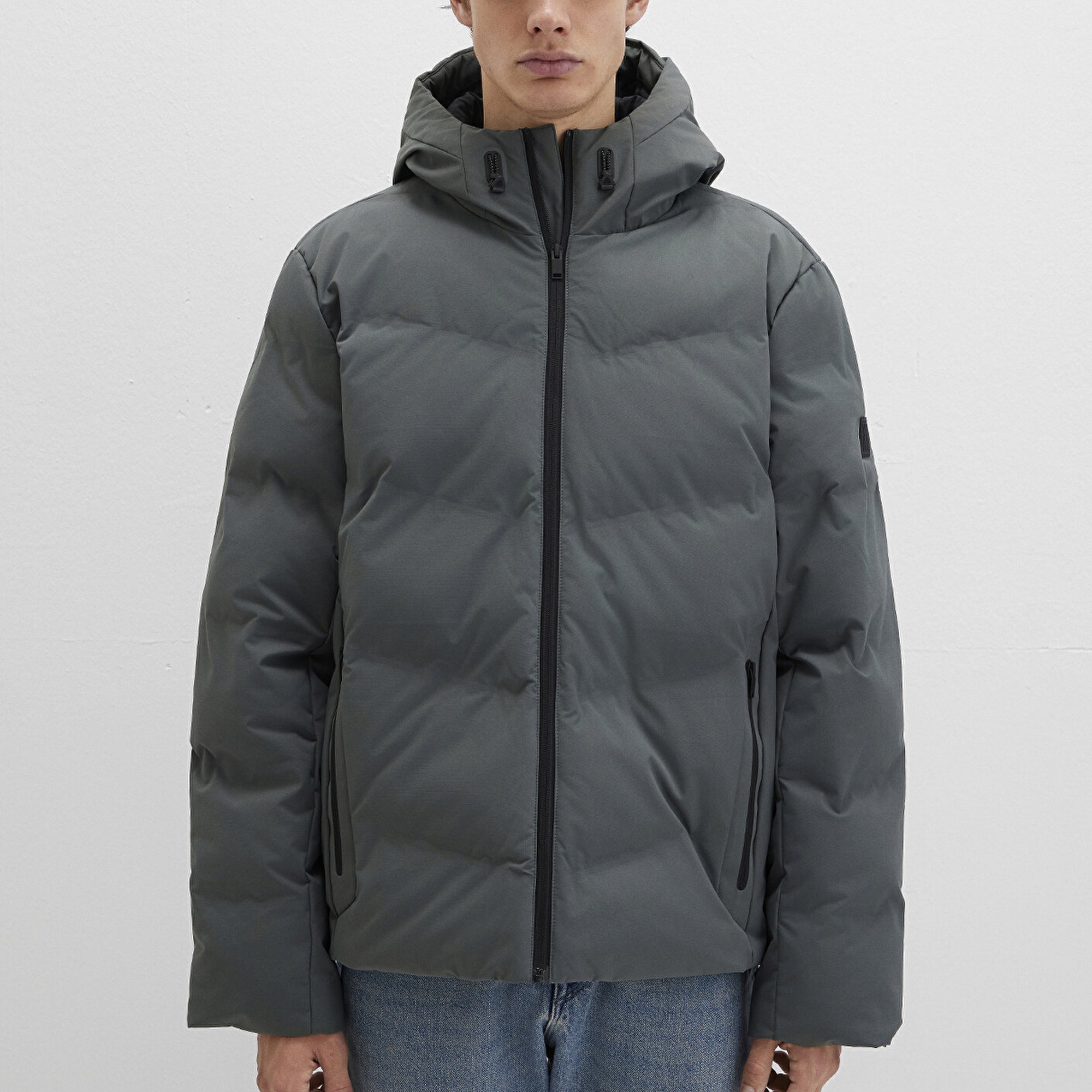 Mavi Kapüşonlu Yeşil Şişme Mont 0110651-71598