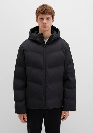  Mavi Kapüşonlu Siyah Şişme Mont 0110651-71379