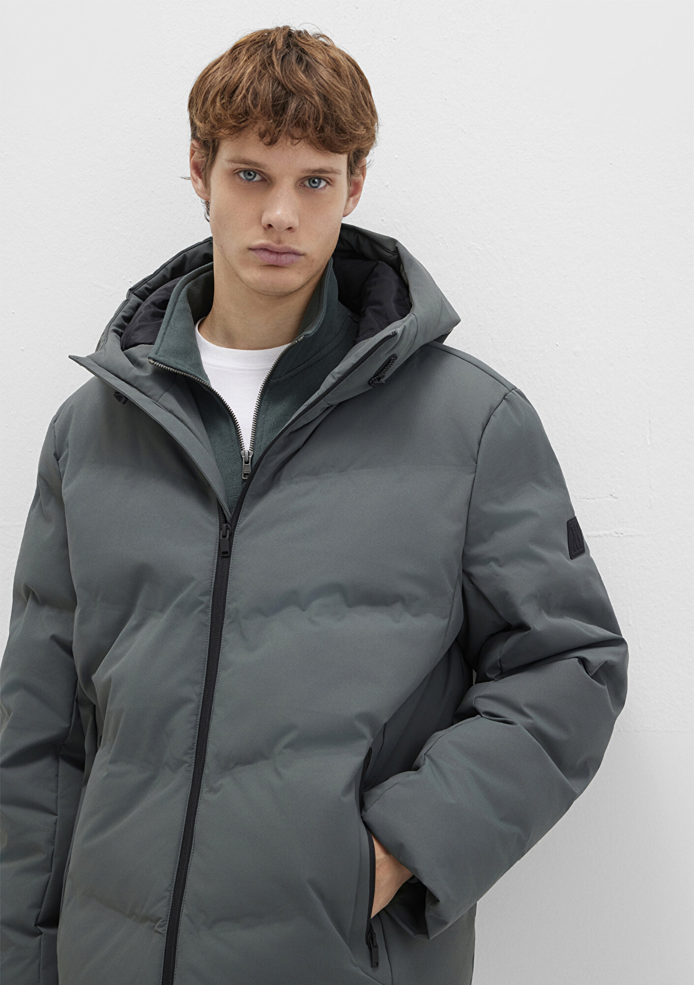  Mavi Kapüşonlu Yeşil Şişme Mont 0110651-71598