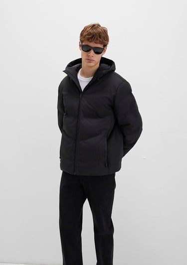  Mavi Kapüşonlu Siyah Şişme Mont 0110651-71379