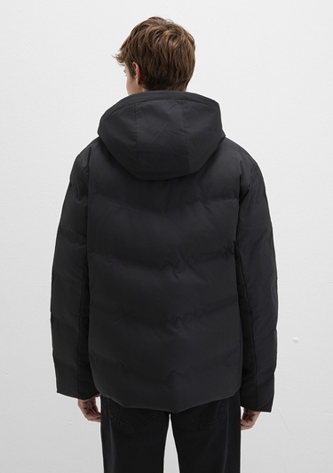  Mavi Kapüşonlu Siyah Şişme Mont 0110651-71379