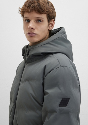  Mavi Kapüşonlu Yeşil Şişme Mont 0110651-71598