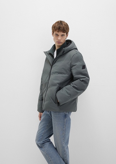  Mavi Kapüşonlu Yeşil Şişme Mont 0110651-71598