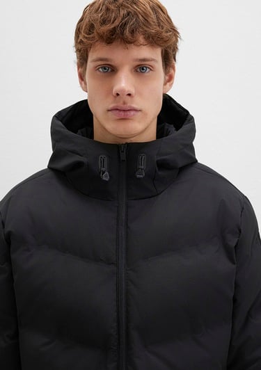  Mavi Kapüşonlu Siyah Şişme Mont 0110651-71379