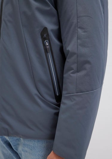  Mavi Kapüşonlu Gri Şişme Mont 0110663-80776