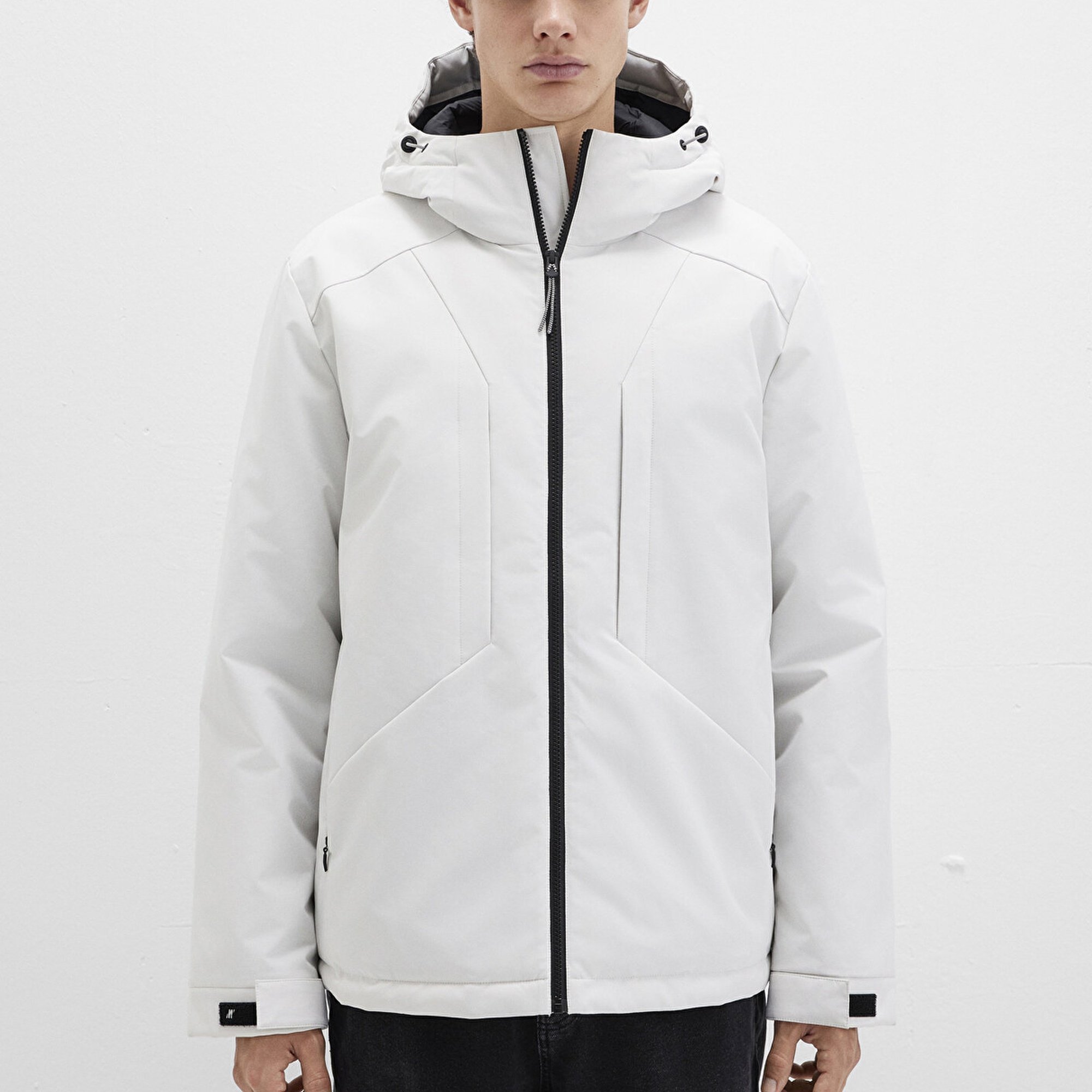 Mavi Kapüşonlu Gri Şişme Mont 0110441-83746