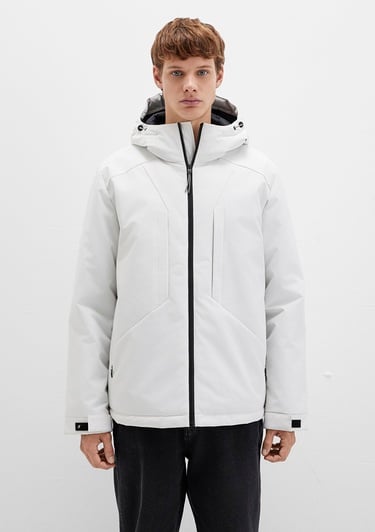  Mavi Kapüşonlu Gri Şişme Mont 0110441-83746