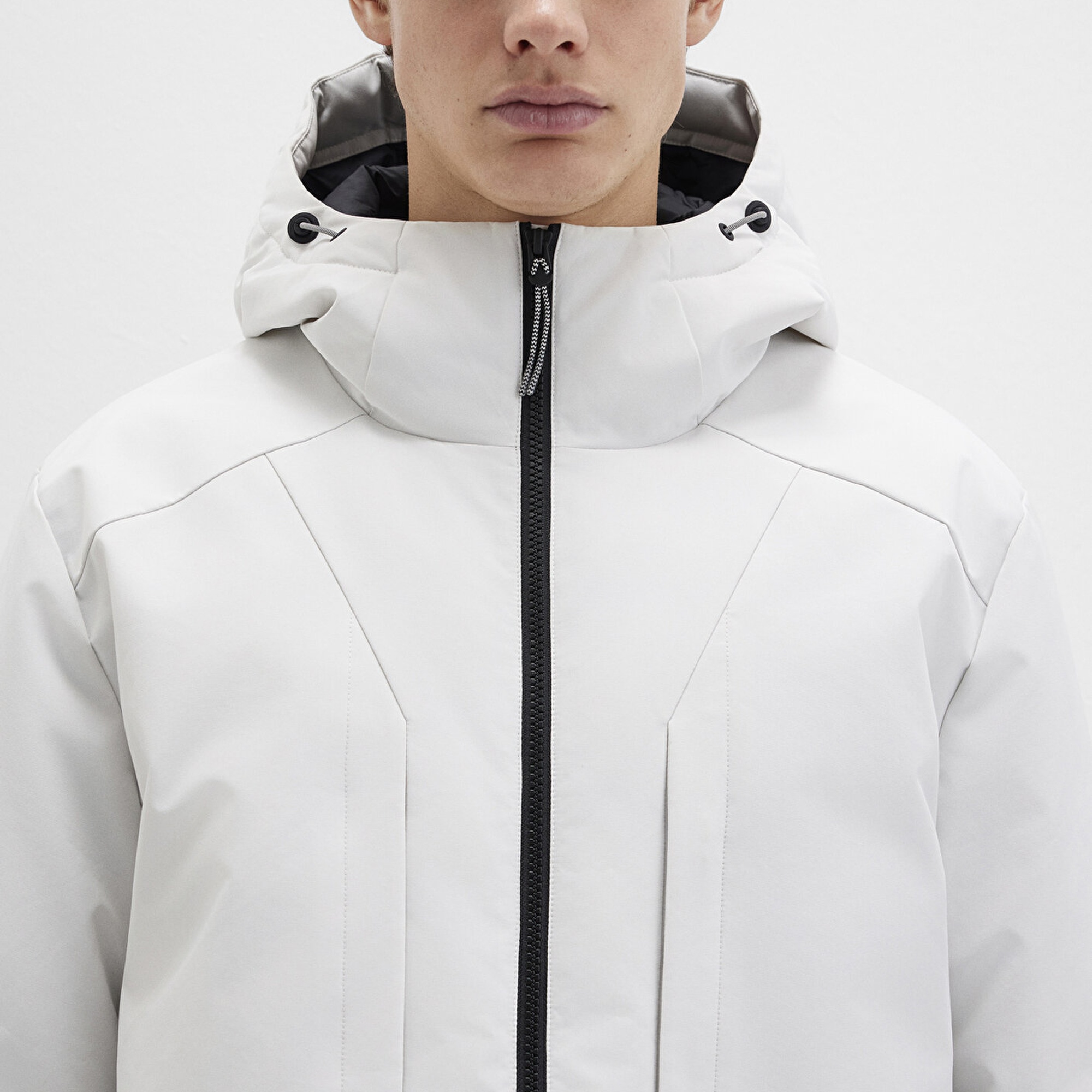 Mavi Kapüşonlu Gri Şişme Mont 0110441-83746