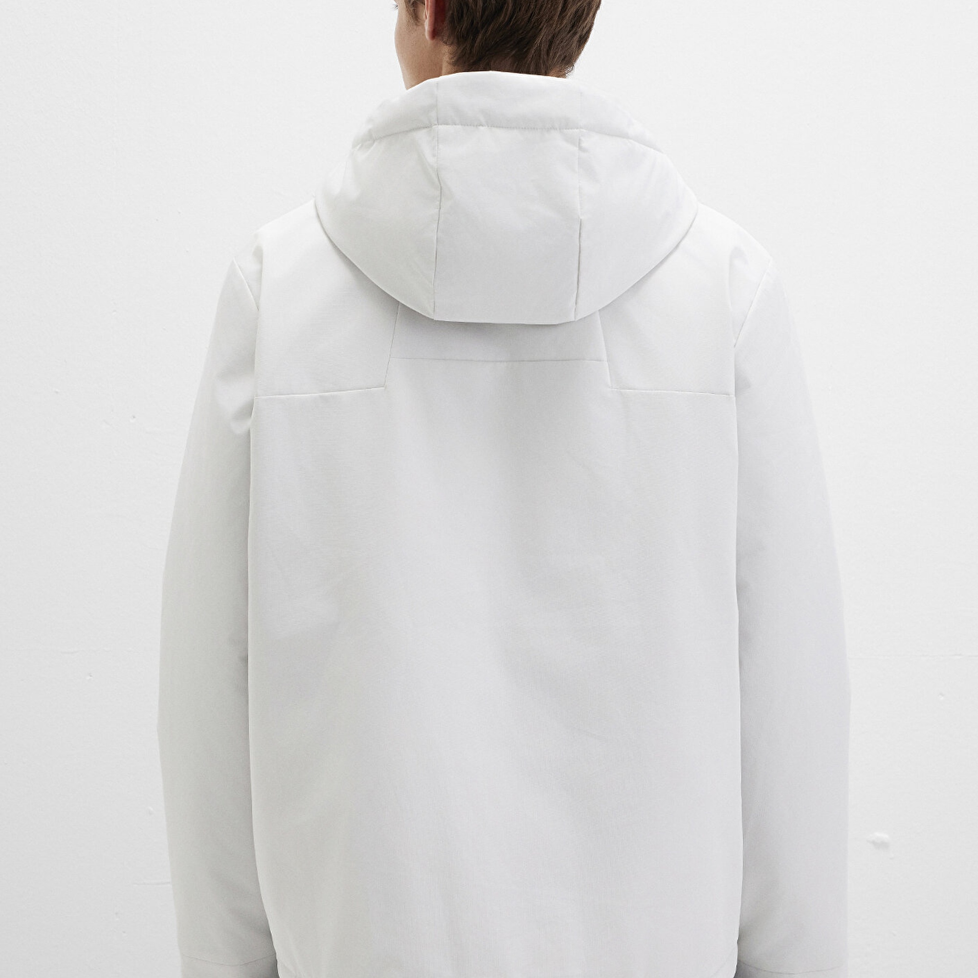 Mavi Kapüşonlu Gri Şişme Mont 0110441-83746