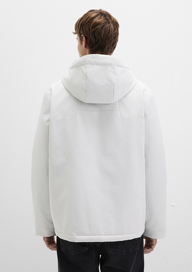  Mavi Kapüşonlu Gri Şişme Mont 0110441-83746