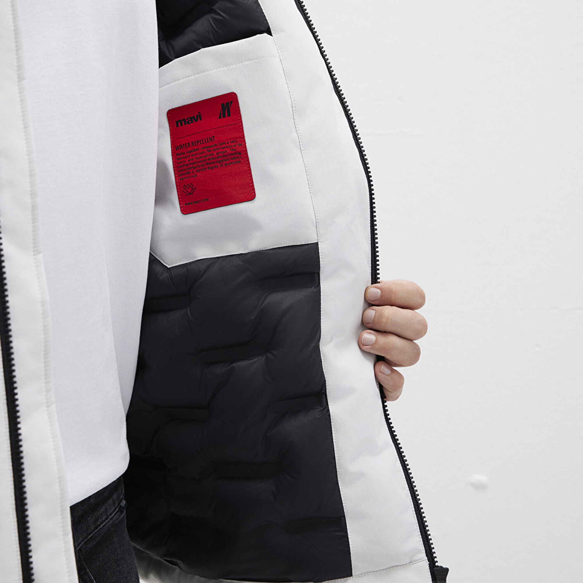 Mavi Kapüşonlu Gri Şişme Mont 0110441-83746