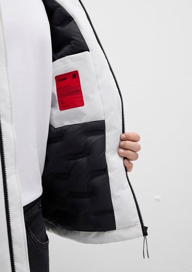  Mavi Kapüşonlu Gri Şişme Mont 0110441-83746