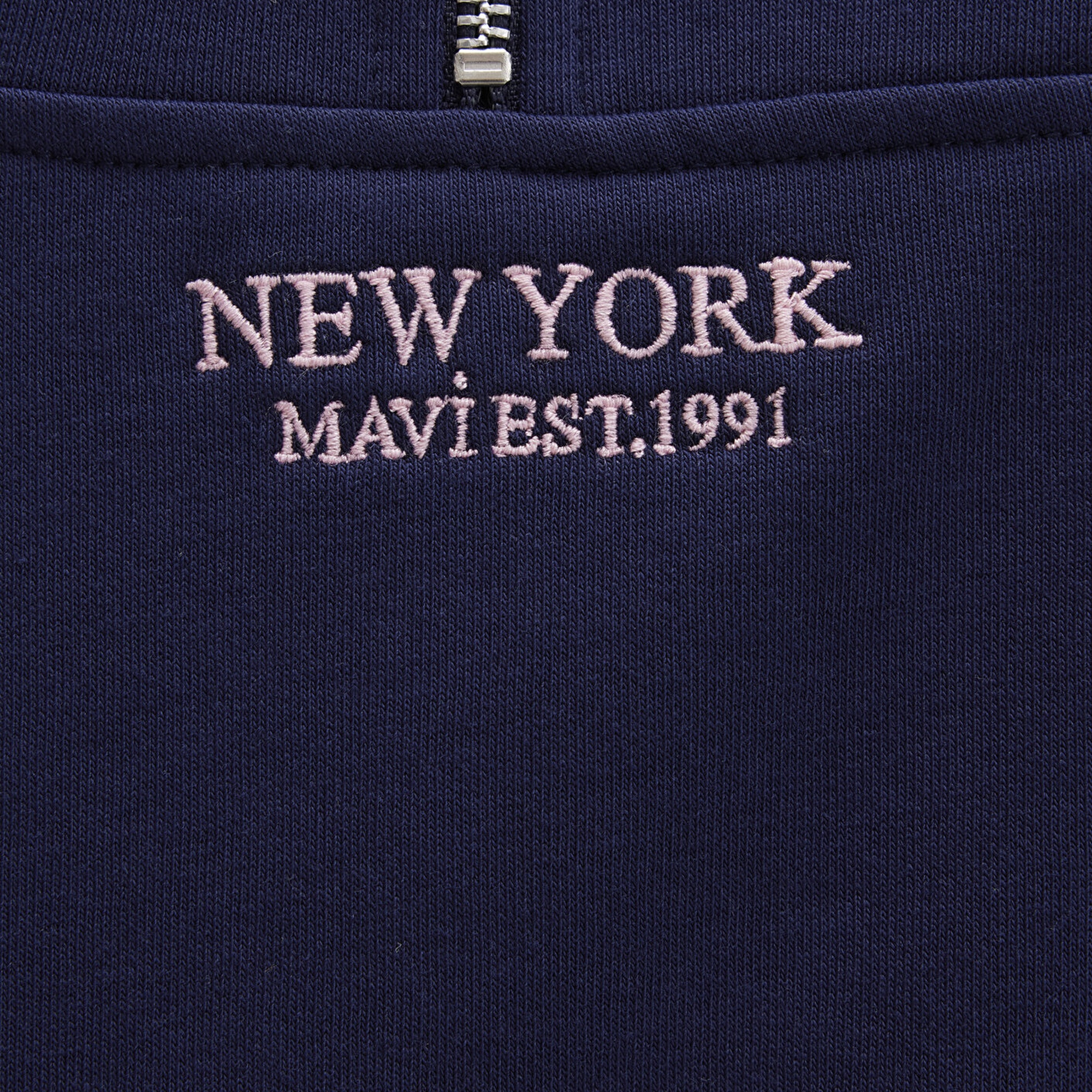 Mavi Yarı Fermuarlı Sırt Baskılı Lacivert Sweatshirt 1S10501-80729