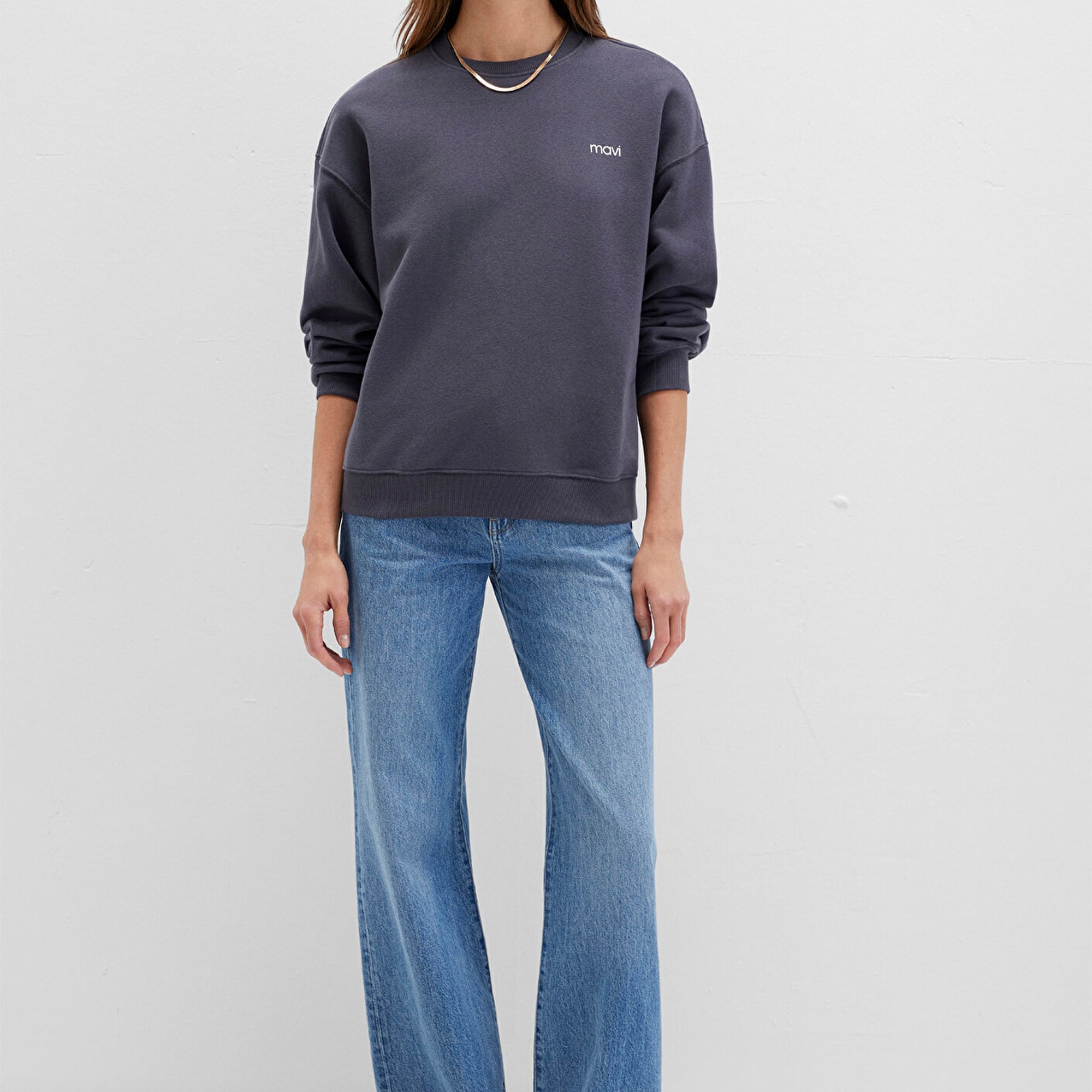 Mavi Mavi Logo Baskılı Gri Sweatshirt 1S10490-80932