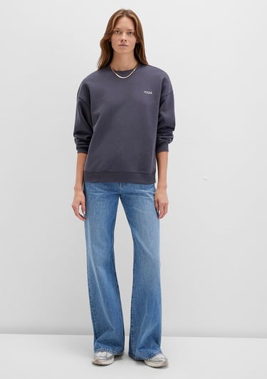  Mavi Mavi Logo Baskılı Gri Sweatshirt 1S10490-80932