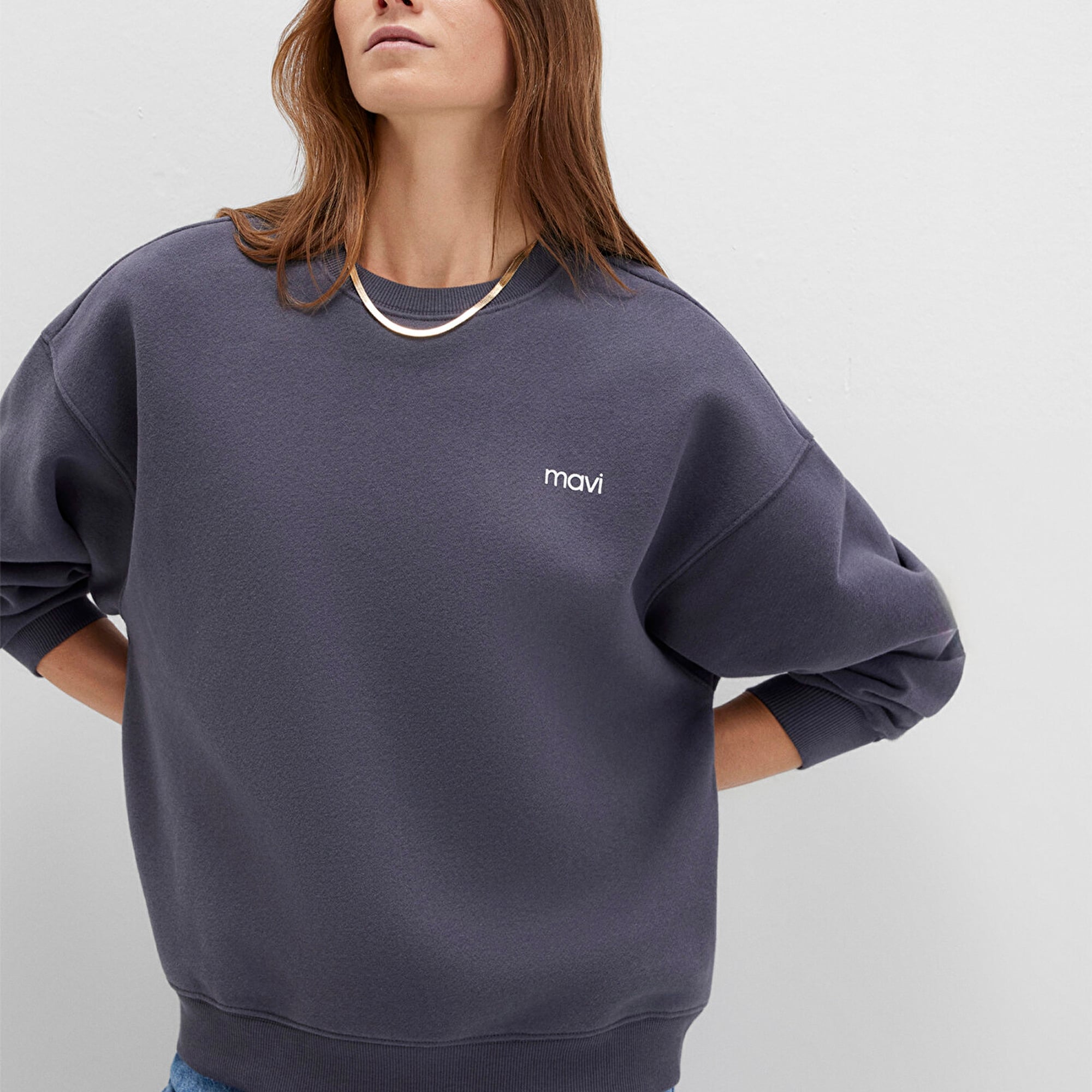 Mavi Mavi Logo Baskılı Gri Sweatshirt 1S10490-80932