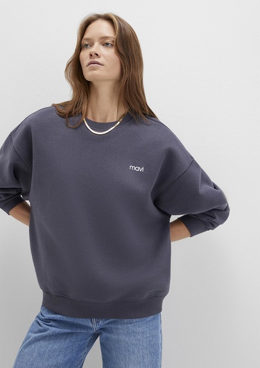  Mavi Mavi Logo Baskılı Gri Sweatshirt 1S10490-80932