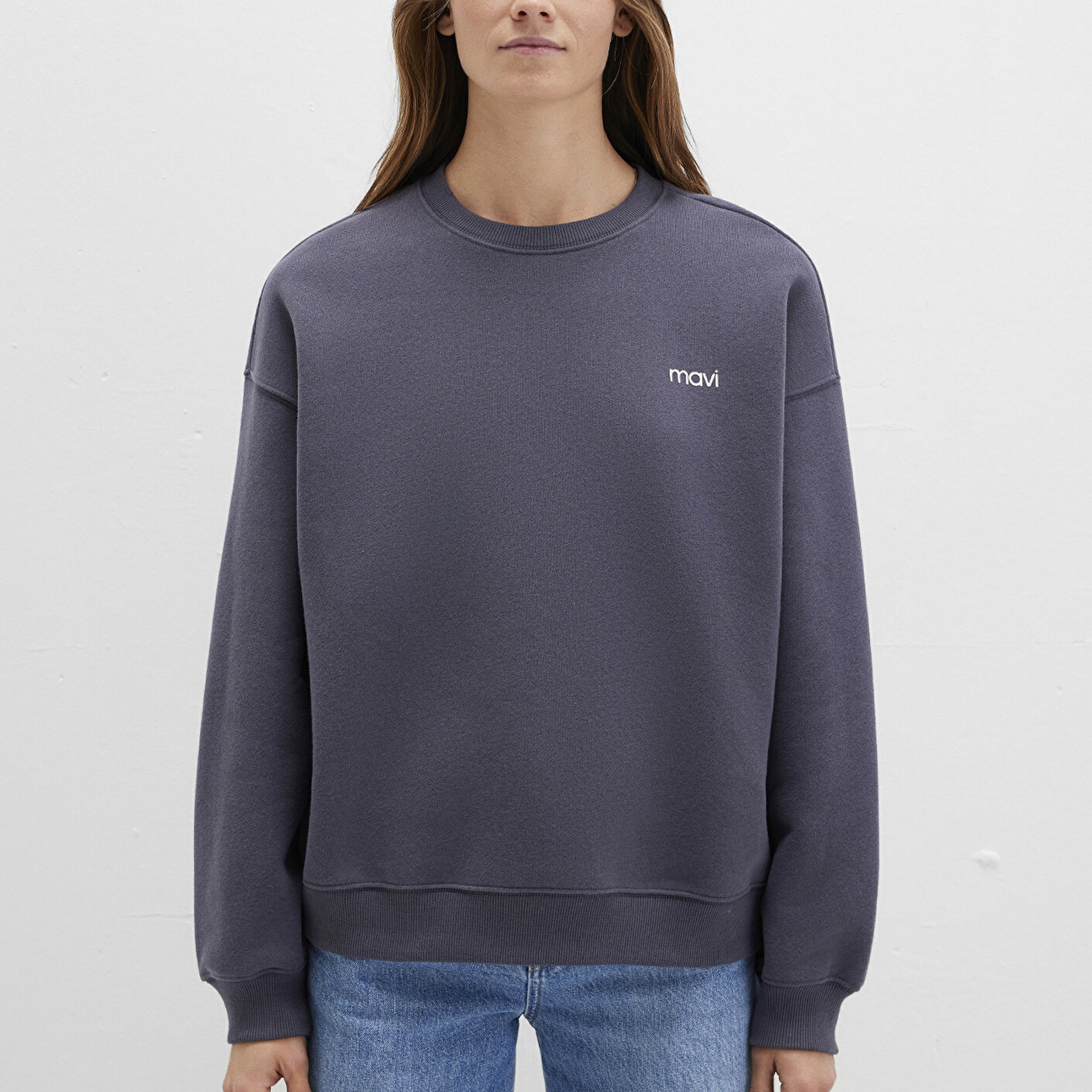 Mavi Mavi Logo Baskılı Gri Sweatshirt 1S10490-80932