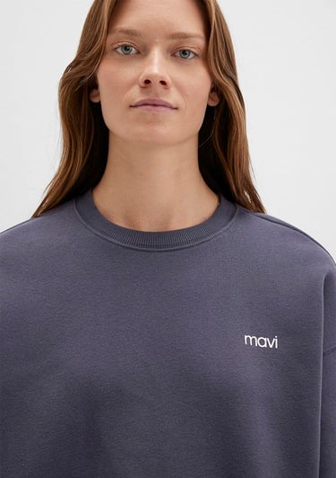  Mavi Mavi Logo Baskılı Gri Sweatshirt 1S10490-80932