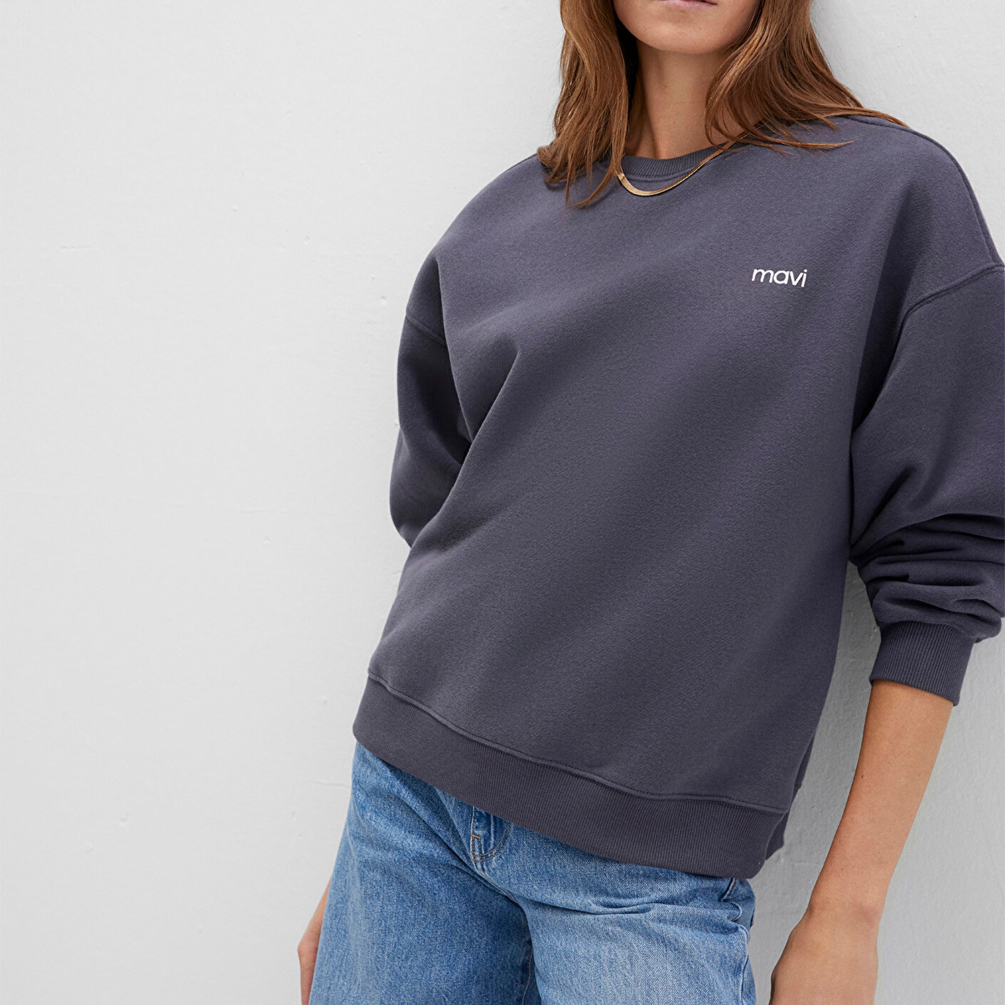 Mavi Mavi Logo Baskılı Gri Sweatshirt 1S10490-80932