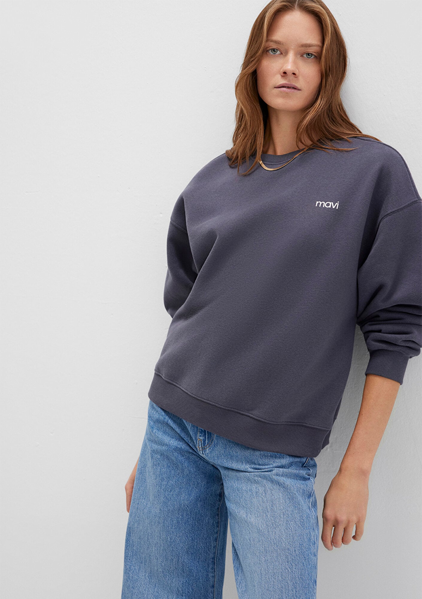  Mavi Mavi Logo Baskılı Gri Sweatshirt 1S10490-80932