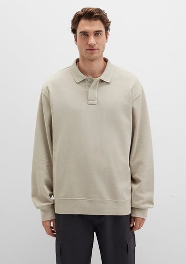  Mavi Bej Polo Sweatshirt 0S10323-70146