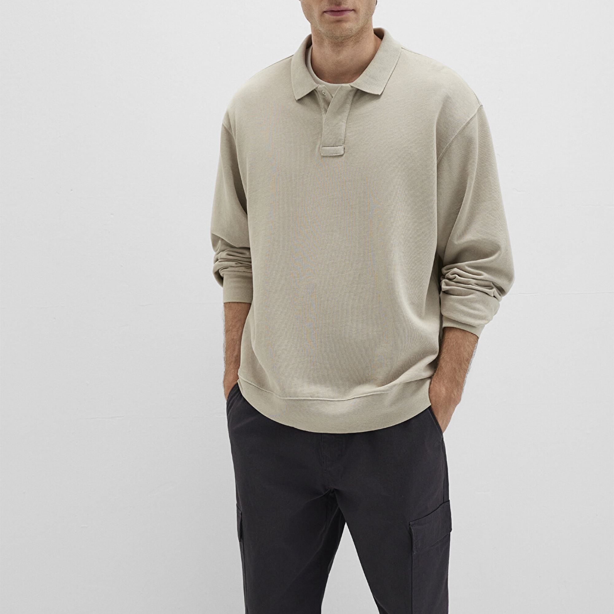 Mavi Bej Polo Sweatshirt 0S10323-70146
