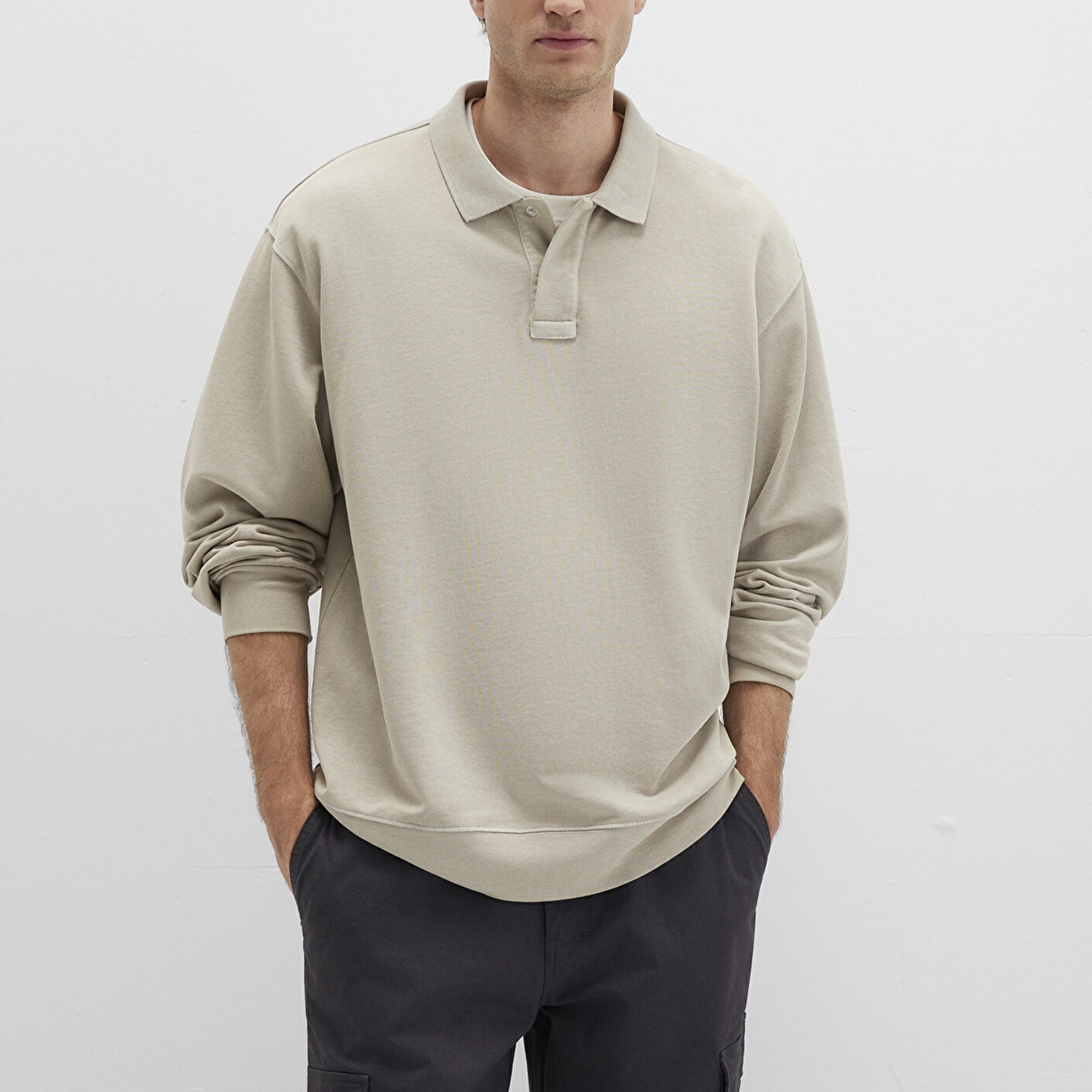 Mavi Bej Polo Sweatshirt 0S10323-70146