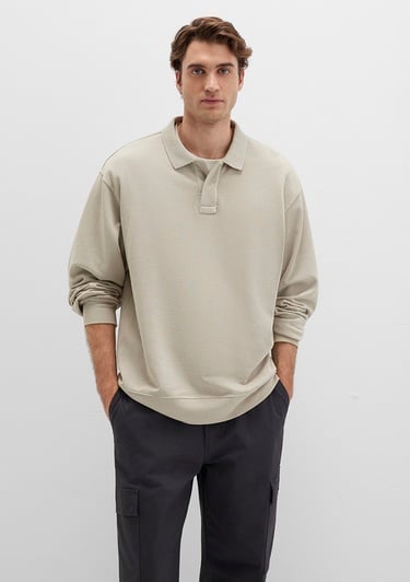  Mavi Bej Polo Sweatshirt 0S10323-70146