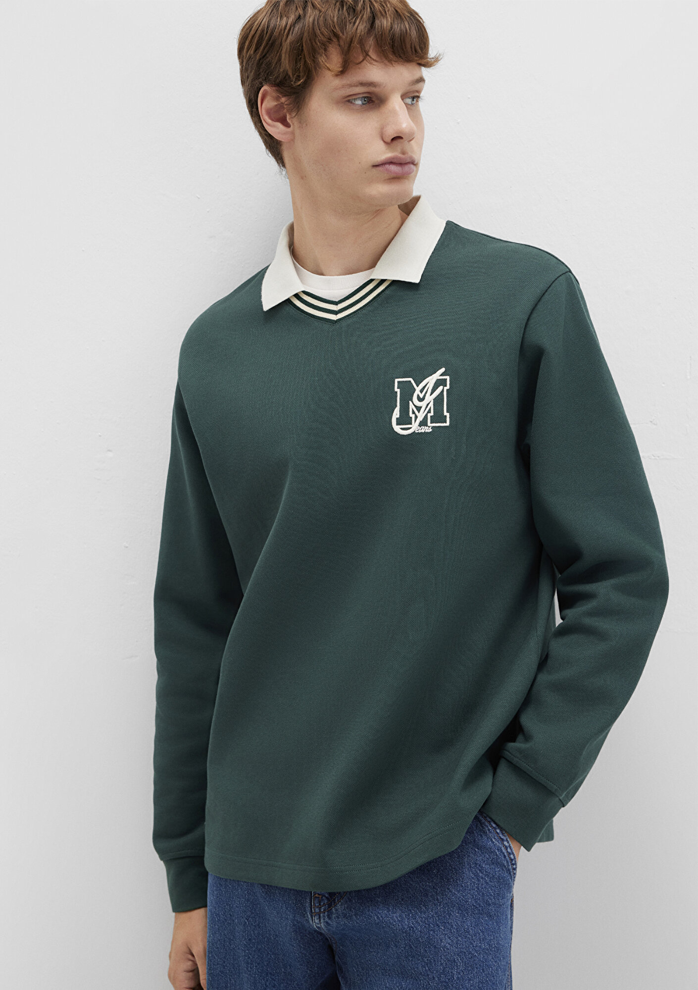  Mavi M Logo Bisiklet Yaka Yeşil İnterlok Sweatshirt 0S10487-71539