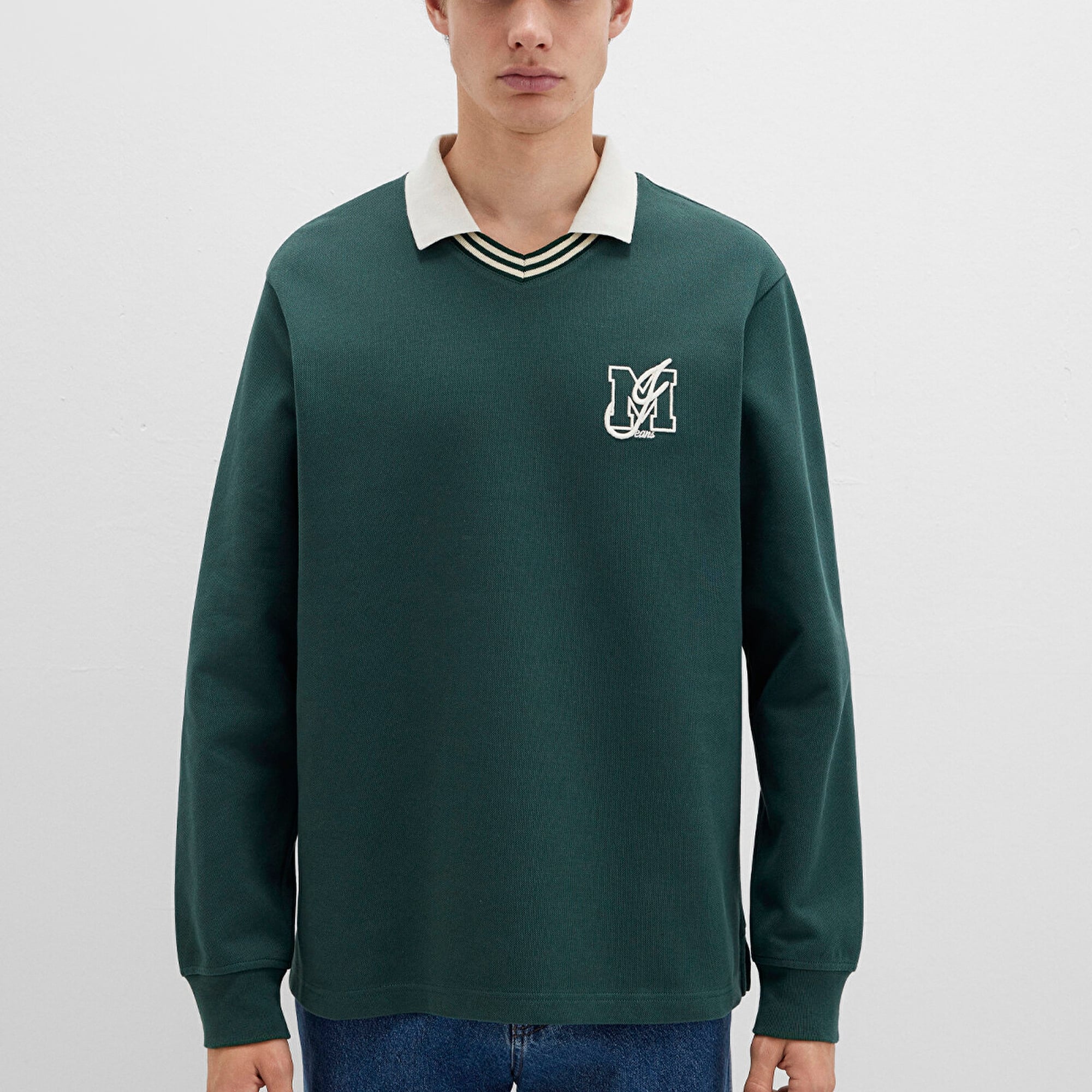 Mavi M Logo Bisiklet Yaka Yeşil İnterlok Sweatshirt 0S10487-71539