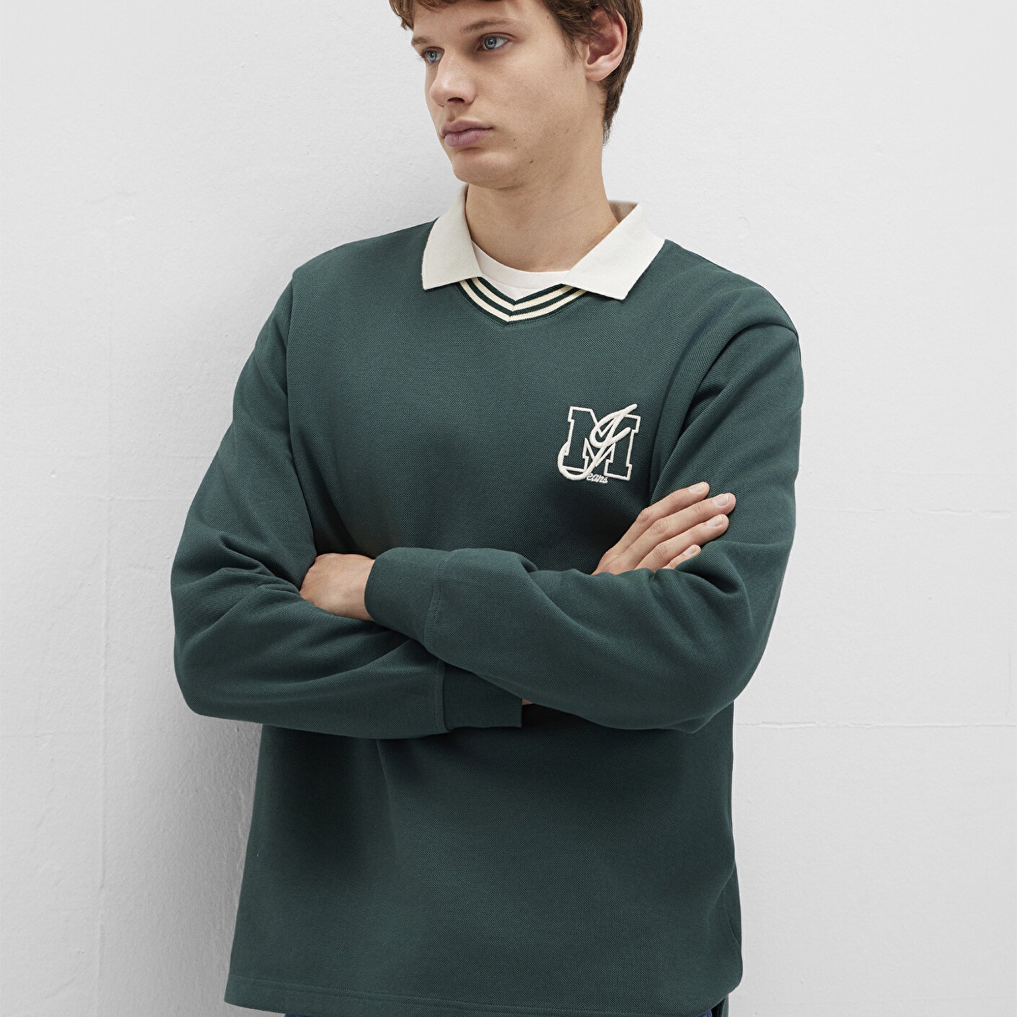 Mavi M Logo Bisiklet Yaka Yeşil İnterlok Sweatshirt 0S10487-71539